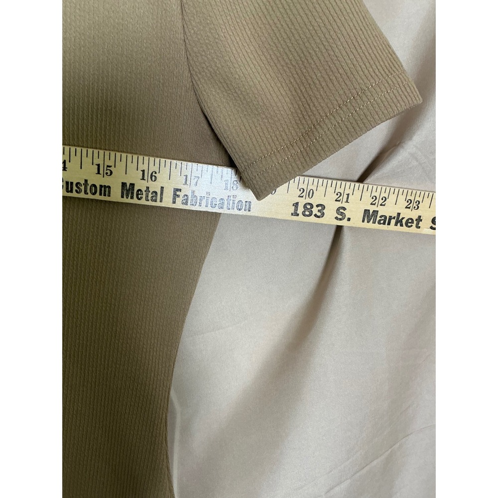Cider Polo Mini Dress Womens M Khaki Tan Excellent Ribbed V-Neck Short Sleeve - Picture 6 of 9